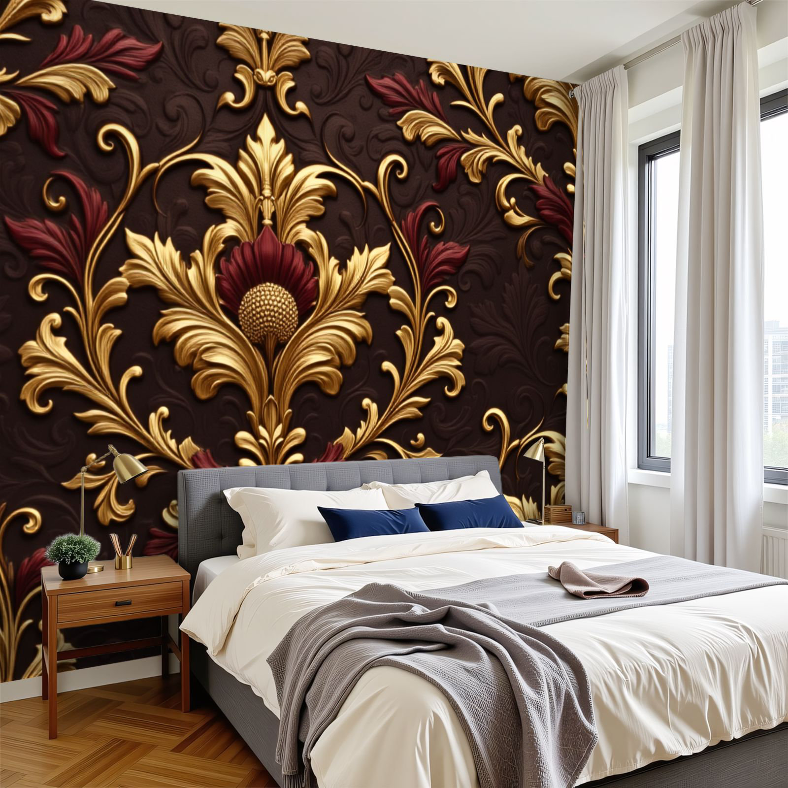Red Barrel Studio Vintage Damask Peel and Stick Wallpaper Luxurious ...
