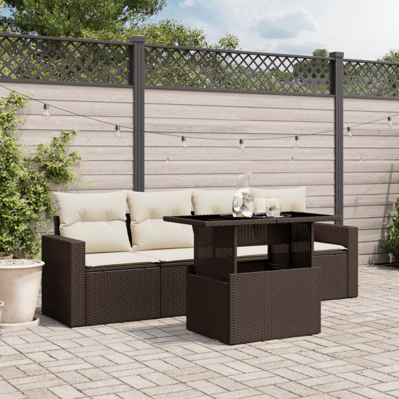 Vidaxl Garden Sofa Set  PE Rattan 5 Piece Modular Garden Sofa Set
