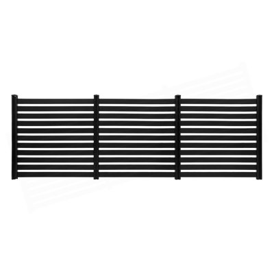 3 Panels Outdoor Privacy Screen, 50 x 48 in Air Conditioner Fence with 27.6 in Ground Stakes, Pool Equipment Enclosure, Vinyl Privacy Fence, Ideal for Trash Can and A/C Units, Black
