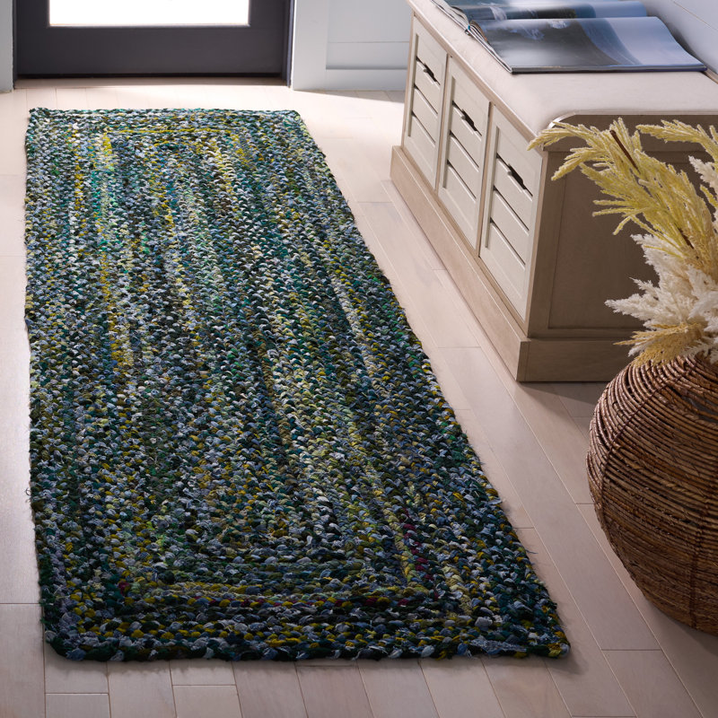 Braided Hand Woven Cotton Solid Color Indoor Rug, Runner 2'3" x 8'