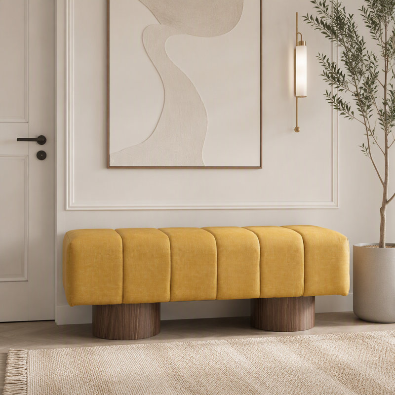 Banc de salle à manger rembourré, Jaune
