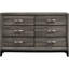 Chambre de style transitionnel, lit simple, fini chêne gris, tiroirs et allure contemporaine avec tiroirs de style anglais, quincaillerie en nickel.