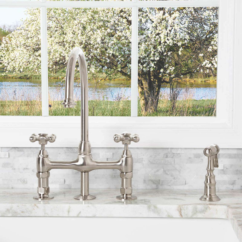 Chevington Kitchen Faucet with Side Spray, Brushed Nickel
