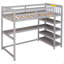 Lit mezzanine simple avec tablettes de rangement, gris
