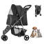 Poussette pliable pour animaux de compagnie à 3 roues, poussette pour chien équipée de freins pour le voyage et le camping, supporte jusqu'à 35 lb