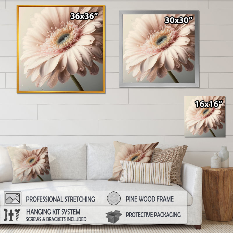 «Pink Gerbera Flowers I», reproduction sur toile, L 24 po x H 24 po, Toile tendue