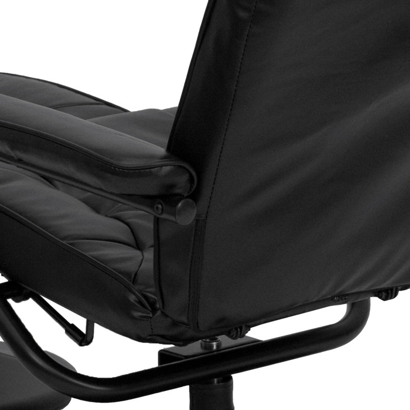 Contemporary Multi-Position Recliner and Ottoman with Wrapped Base, Black