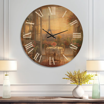 Beautiful Eiffel Tower in Paris II – Oversized Scenic Wood Wall Clock
