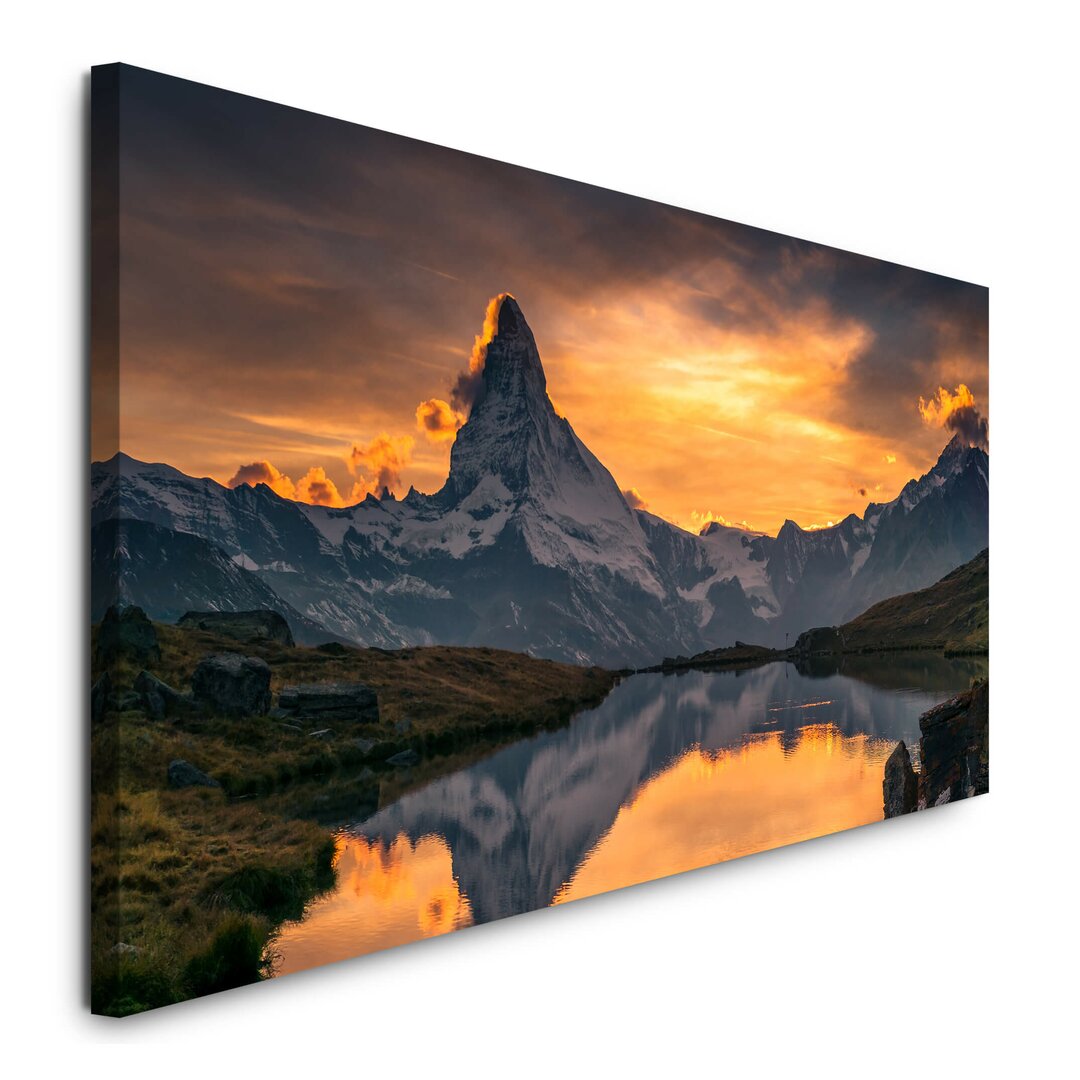 Leinwandbild Sonnenuntergang über dem Matterhorn