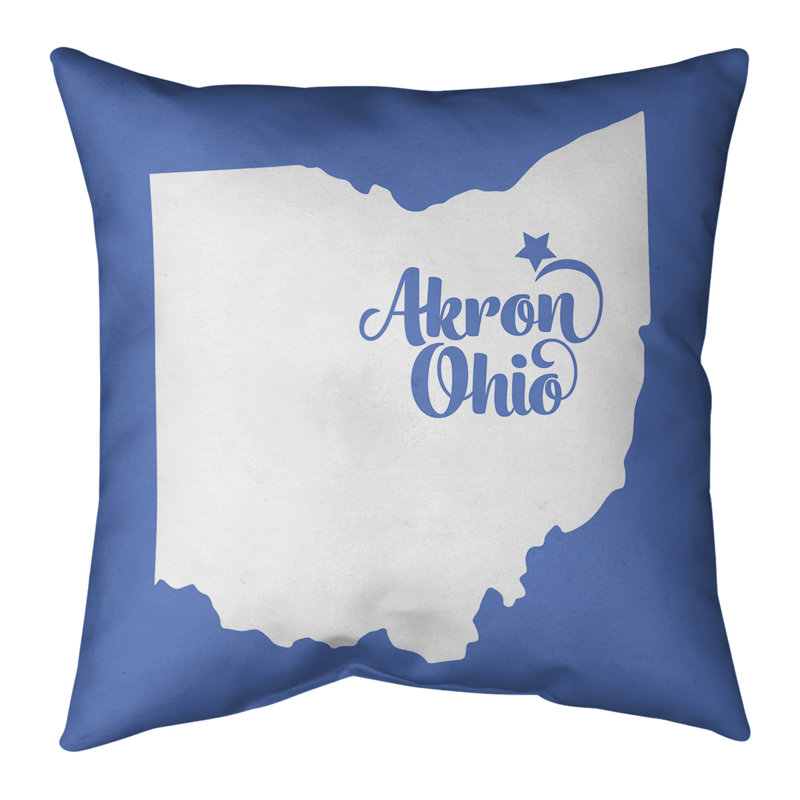 Linen Reversible Throw Pillow, Akron , 18" x 18", Blue