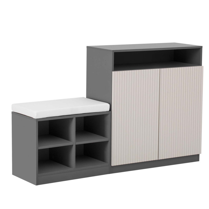 Armoire de salon avec banc à chaussures, Beige/gris
