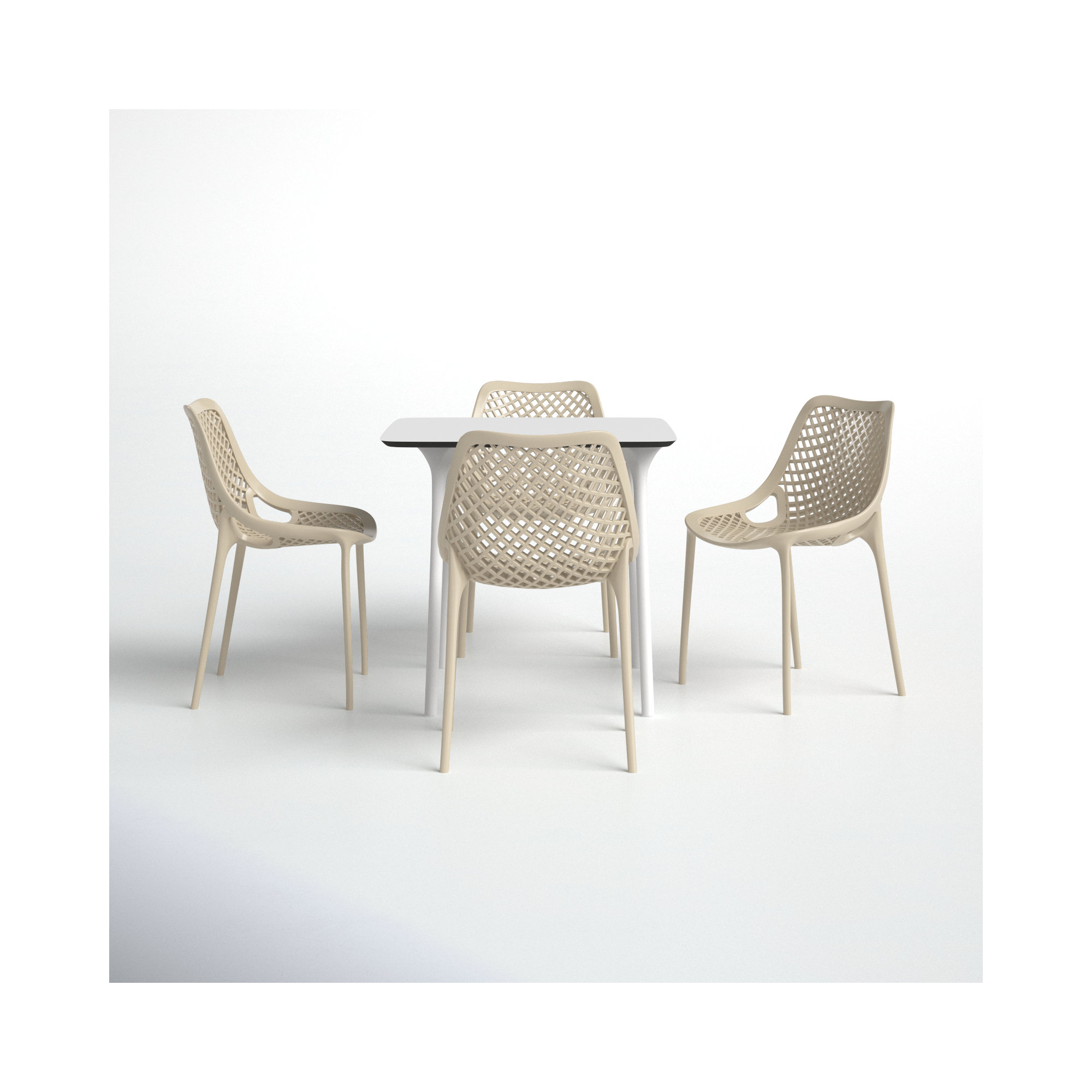 Farrah 4 - Person Patio Dining Set with Square Table, White/Taupe