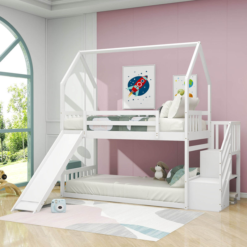 Loveday Kids Twin Over Twin Bunk Bed, White