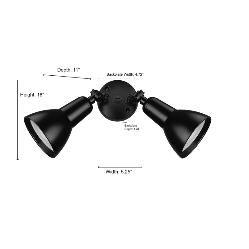 Projecteur extérieur de sécurité câblé à 2 têtes, Noir thermolaqué