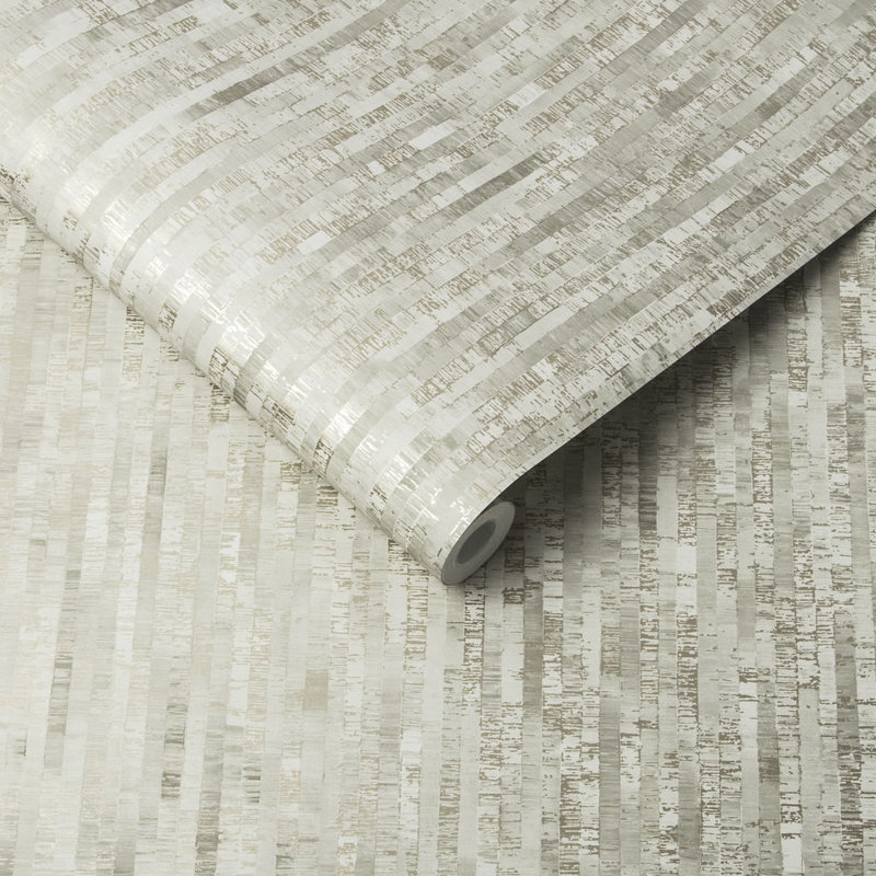 Betula Striped Metallic Wallpaper Roll, Soft Gold