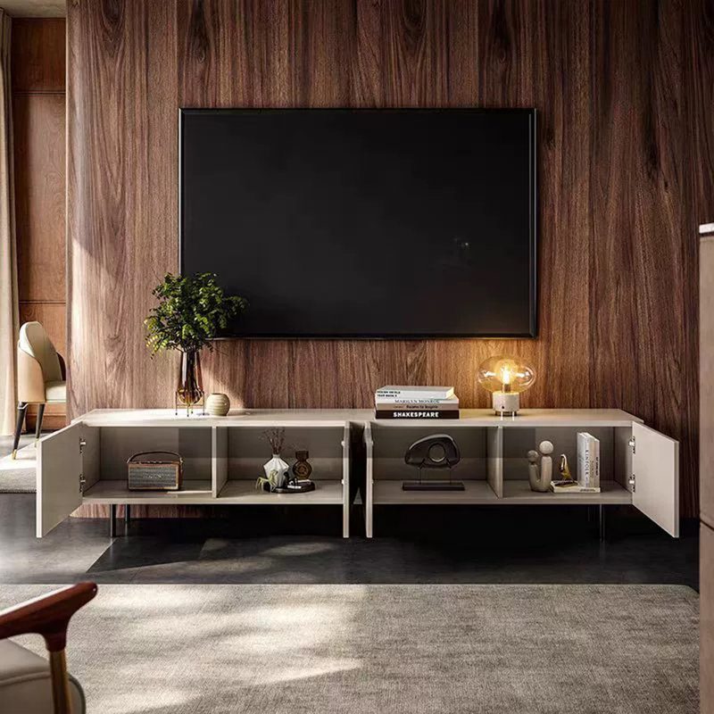 Meuble télé moderne en bois manufacturé beige, 86.61