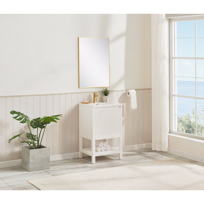 Wooden Bathroom Vanity With Adjustable Shelf