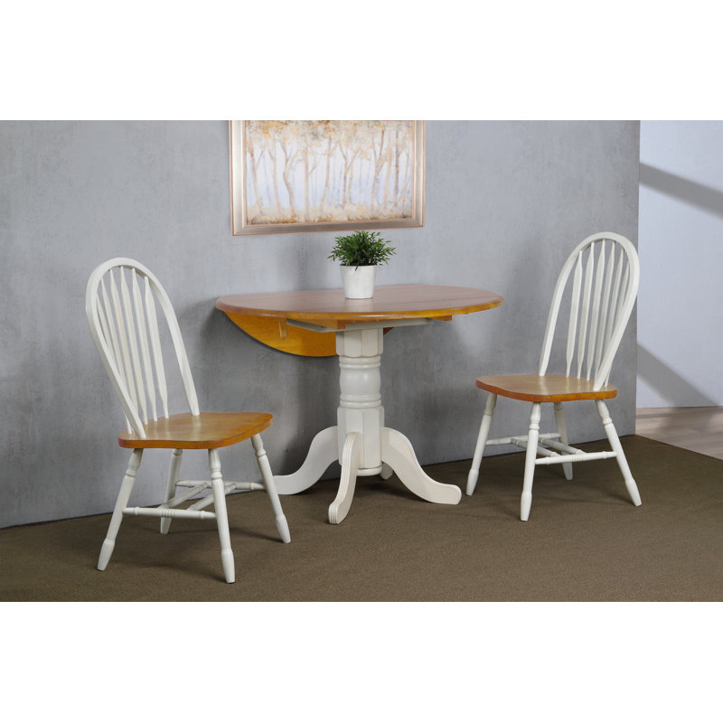 Azizi 18'' H Solid Wood Side Chair, Distressed Antique White/Light Oak