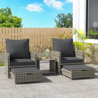 5 Pieces Patio Furniture Set Sectional Wicker Sofa Outdoor Conversation Sets With Table And Ottomans For Garden, Poolside, Backyard -  Winston Porter, 558BF52DA1CE4E458E22E8D833DFD490