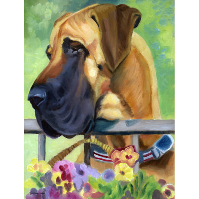 Drapeau de jardin à deux côtés fauve en fleurs Great Dane