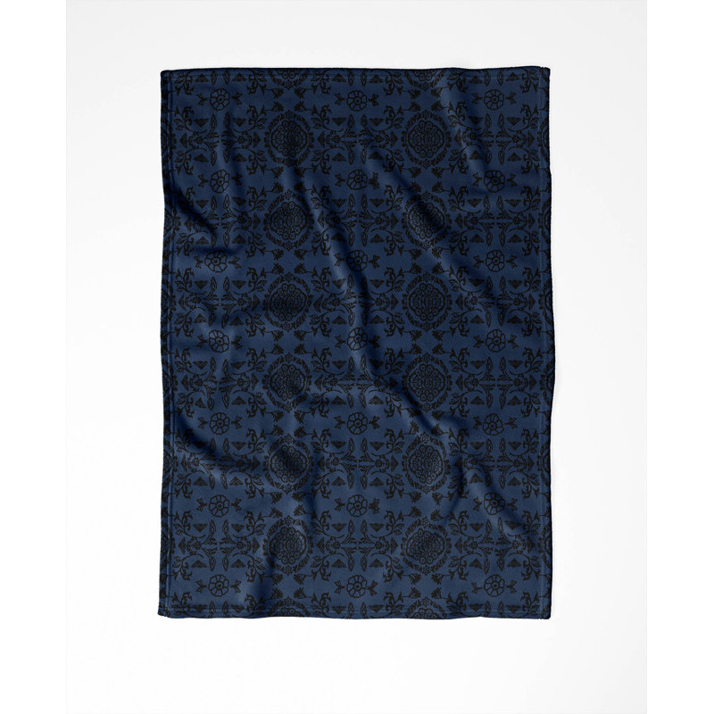 Couverture en velours de polaire Aubry, Motif floral marine, L 80 po x l 60 po