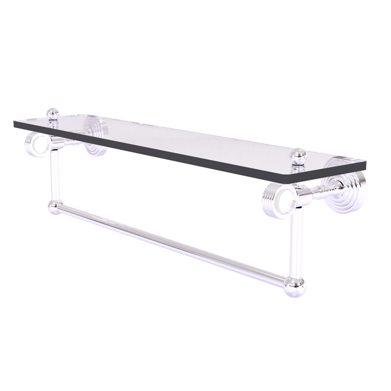 Étagère murale en verre Jarrell, Chrome poli, H 5,12 po x l 22 po x p 6,4 po