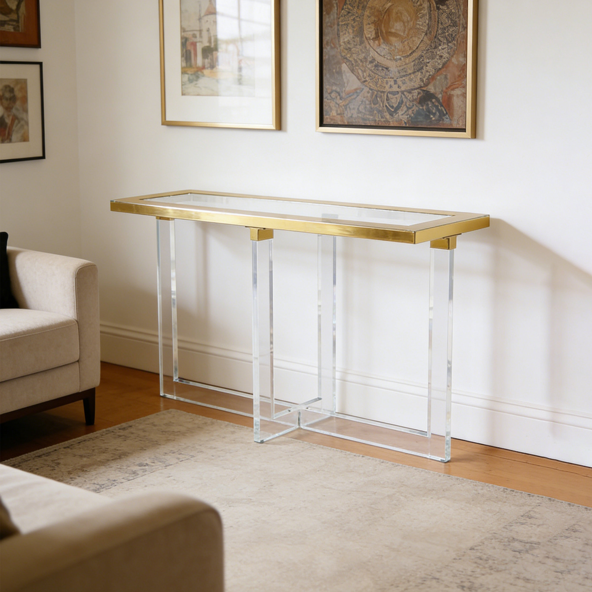 Latitude Run® Modern Glass Acrylic Console Table | Wayfair