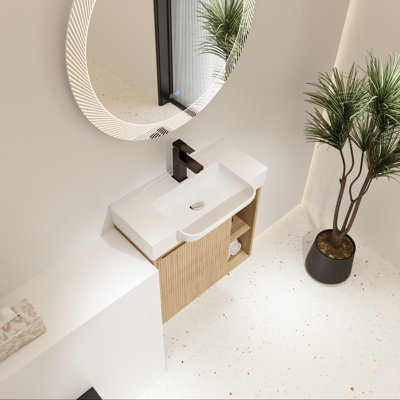 Meuble-lavabo mural avec lavabo en céramique