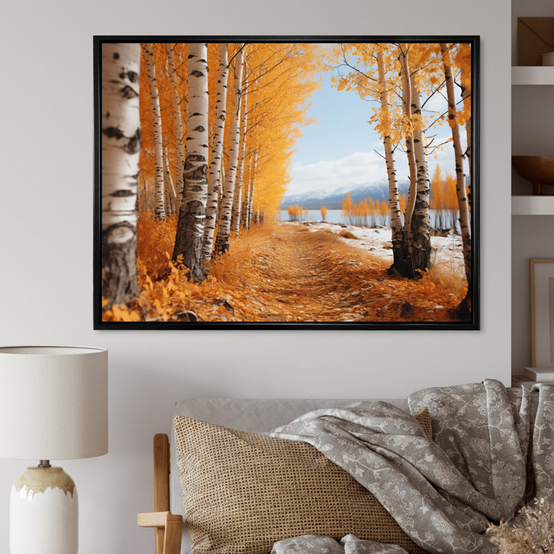 Canada Golden Hues of - reproduction sur toile, H 16 po x l 32 po x P 1 po, Cadre flottant noir