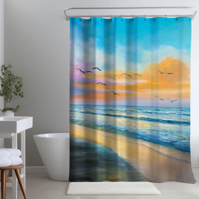 Shower Curtain CO61 – Polyester Shower Curtain, Dye Sublimation Print, 71" W × 74" L