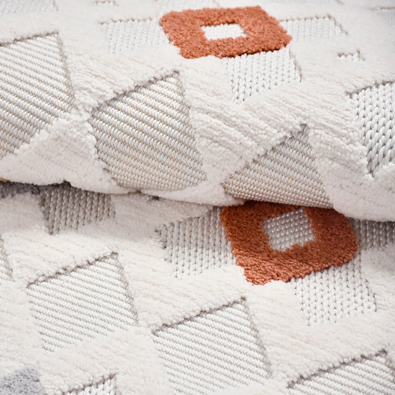 Tapis blanc moderne en polyester Reston résistant aux taches Facile à nettoyer, 2,6 pi x 5 pi