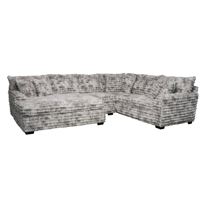Gus Sectional with Cuddler, Grey Polyester Blend