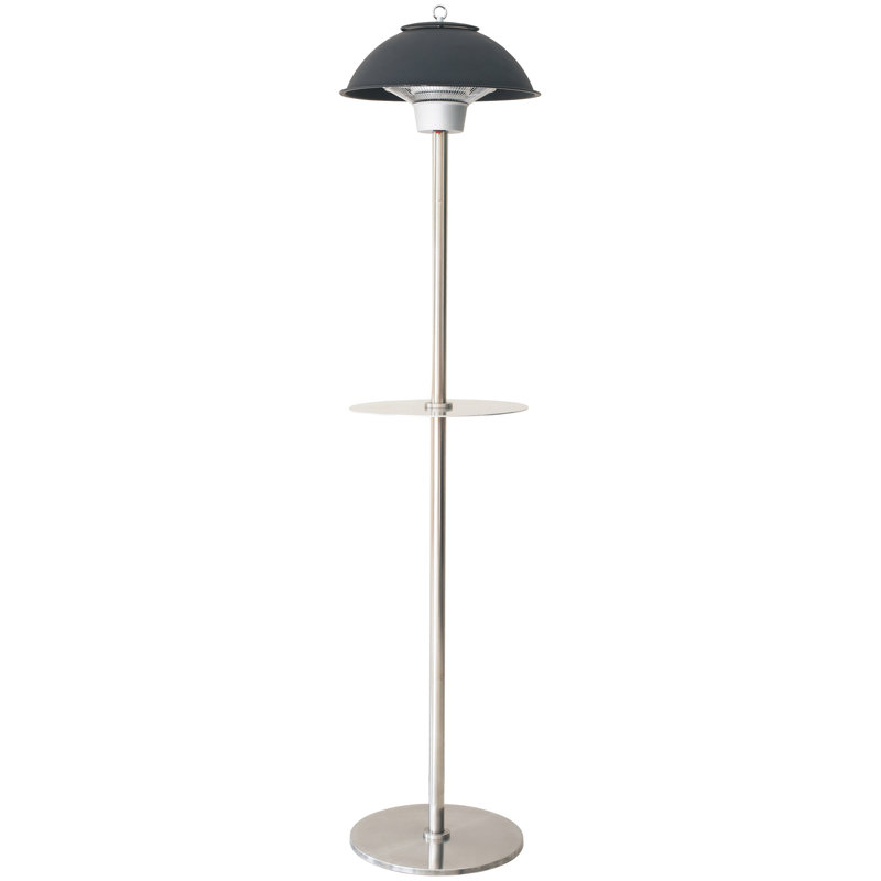 Hanover Black Stainless Steel Electric Infrared Patio Heater with Built-in Table