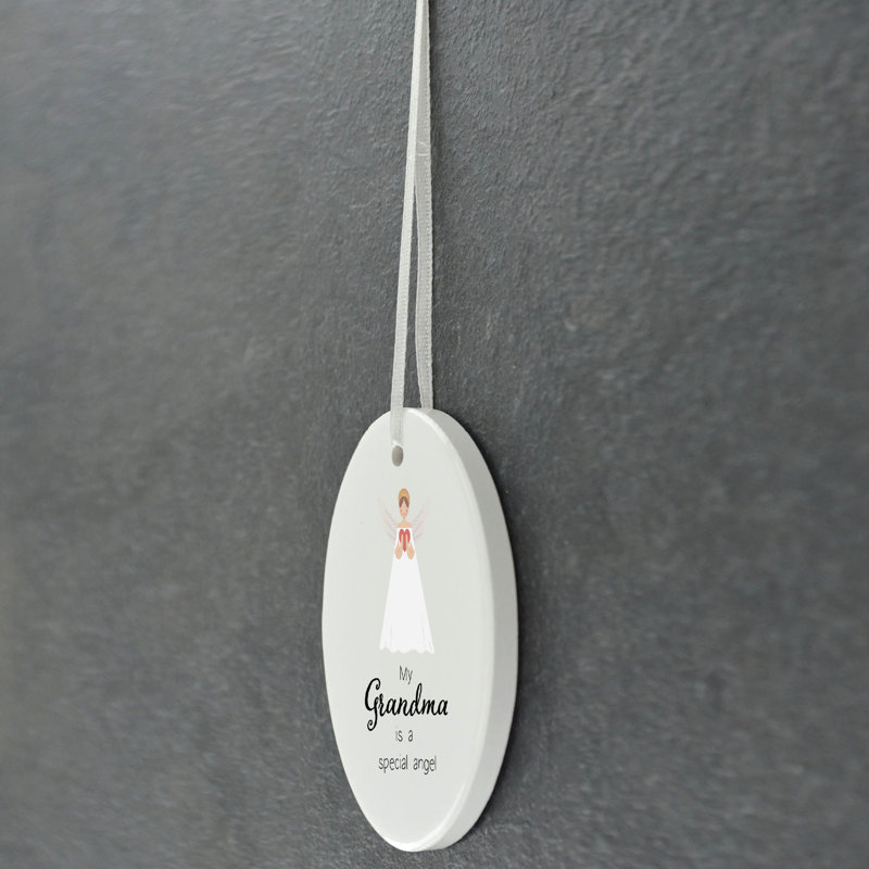 My Grandma is a Special Angel Oval Shaped Ceramic Hanging Ornament