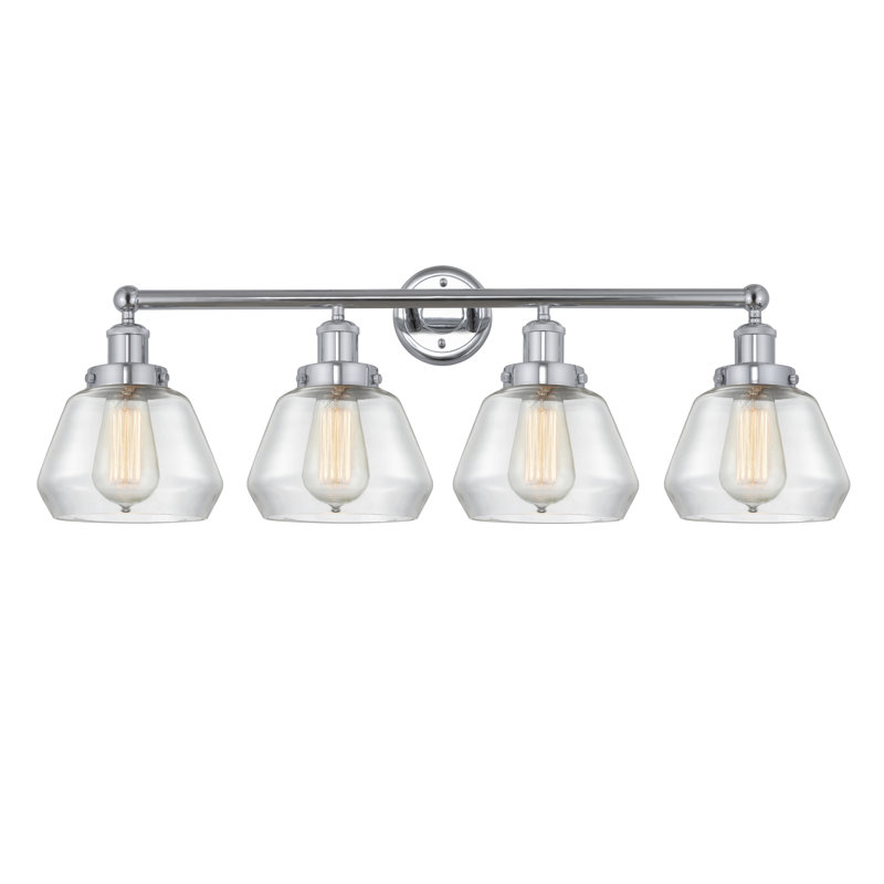 Éclairage de salle de bain 4 lumières à intensité variable Rivka, Transparent, Chrome poli