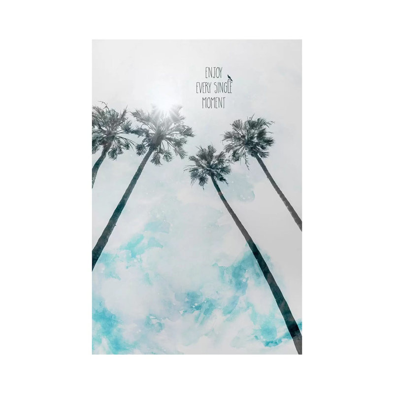Palm Trees With Sun | Enjoy Every Single Moment by Melanie Viola - Wrapped Canvas Gallery-Wrapped Canvas Giclée
