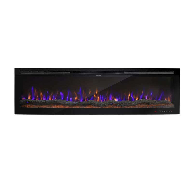 Recessed Wall Mounted Electric Fireplace, Narrow Frame Fireplace Heater With 7X11 Flame Colours, Modern Fireplace Heater With Timer, Thermostat By Remote And Touch Panel, 750/1500W