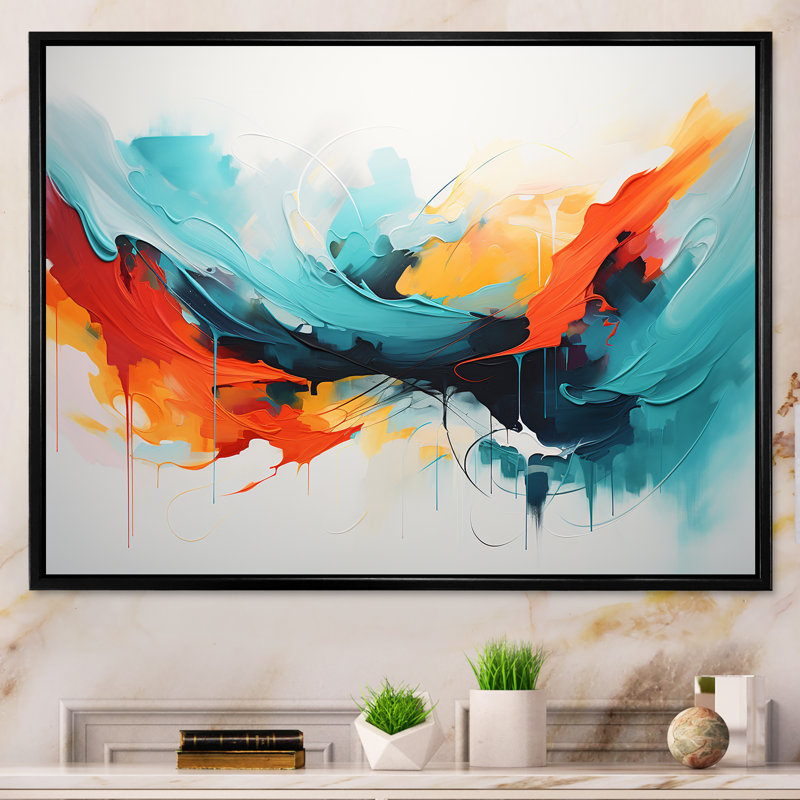 «Colorful Abstract Expression III», art mural abstrait, Cadre flottant noir, H 24 po x l 32 po x P 1 po