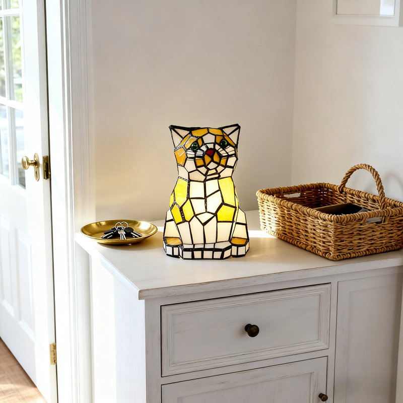 Lampe de table style petit chat Tiffany (lumière chaude E12 Bases incluse)