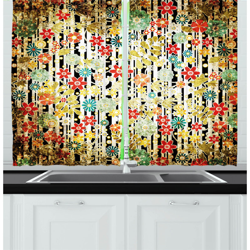 Floral Pointed Kitchen Curtain