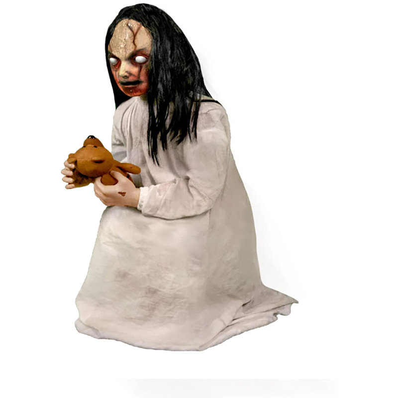 Haunted Hill Farm  42 In. Motion-Activated Lunging Lily the Demonic Zombie Girl by Tekky, Talking Halloween Animatronic for Indoor/Covered Outdoor