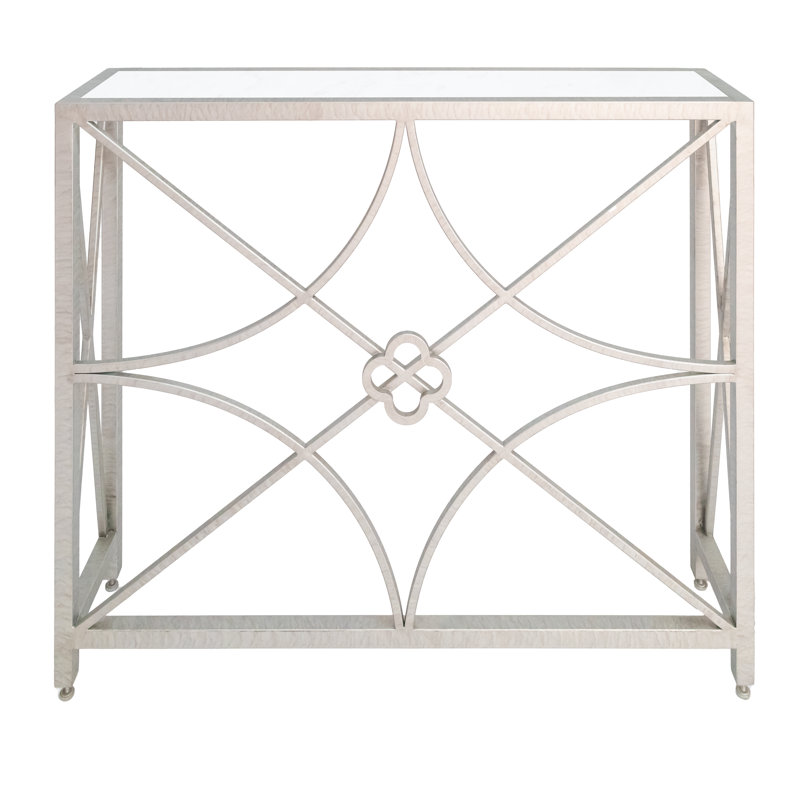 37" Console Table, Royal Silver, Carrera Marble