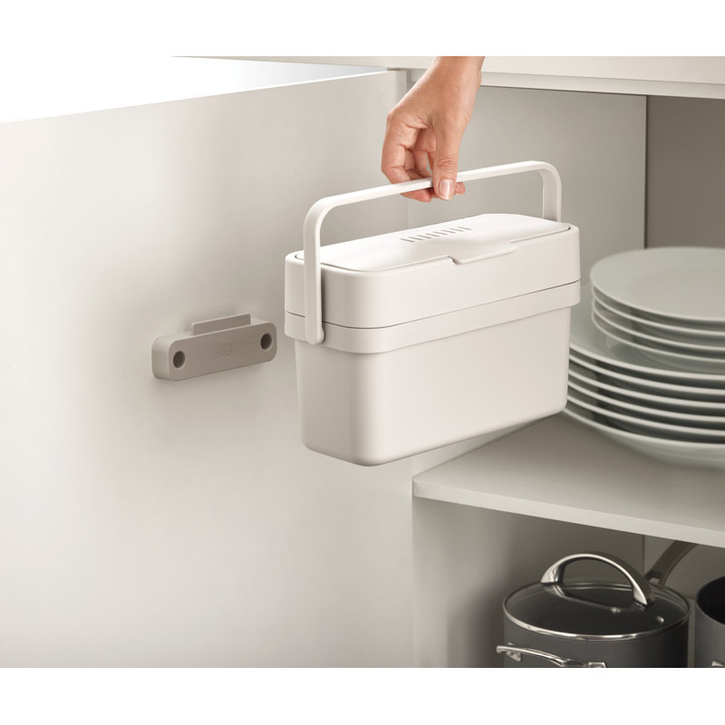 Joseph Joseph Compo 1 Gallon Food Waste Compost Bin with Mountable Brackets, Stone
