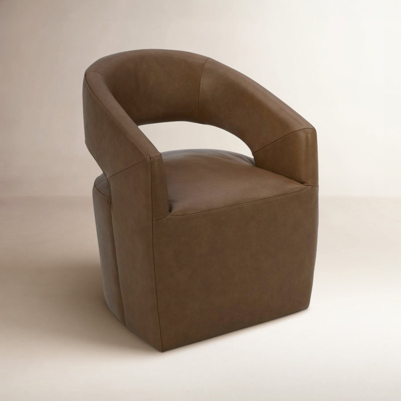 Barrow Rolling Dining Chair Tan Leather
