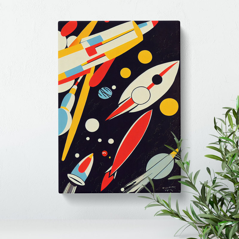 Abstract Spaceship Rocket Art No.3 - Wrapped Canvas Print, 60cm H x 40cm W x 3cm D