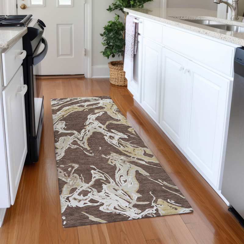 Premium Machine Washable Corum AMF1035 Abstract Rug, Runner 2'3" x 7'6"