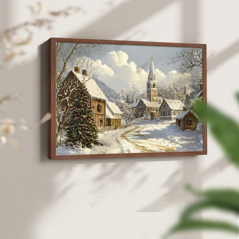Chirstmas Art-CCXCIV -Framed Print - Restickable, H 8 po x l 10 po, Noyer