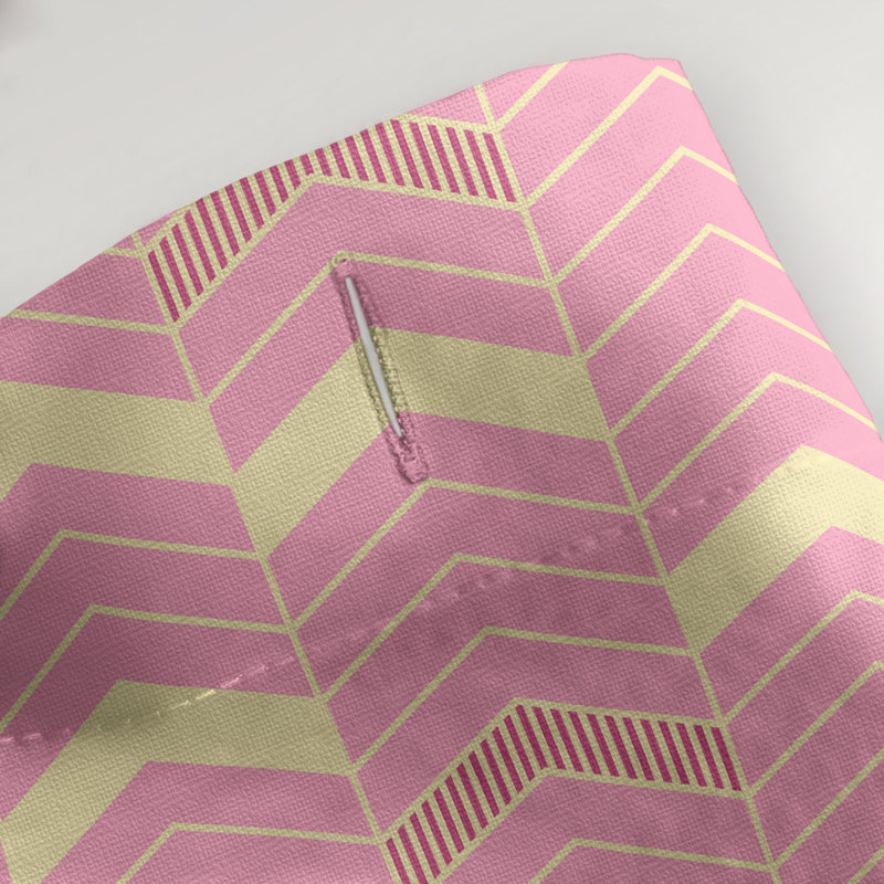 Rideau de douche simple à chevrons, Jaune / Rouge / Rose