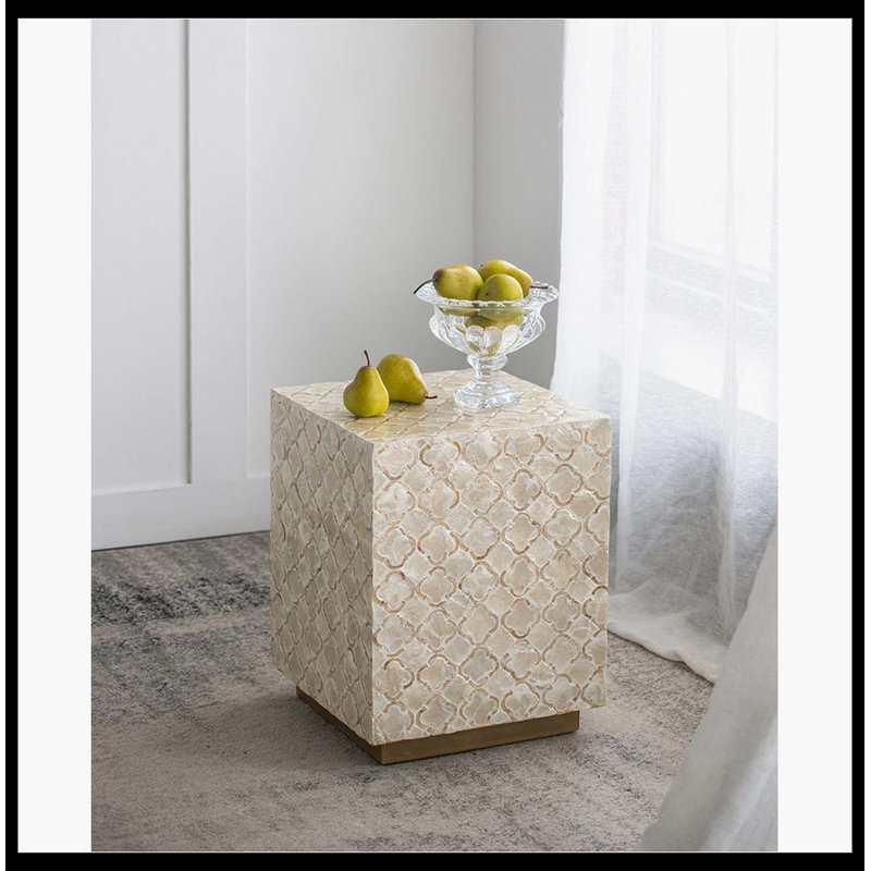 Tabouret 14 "x 14" x 18 "Capiz, crème