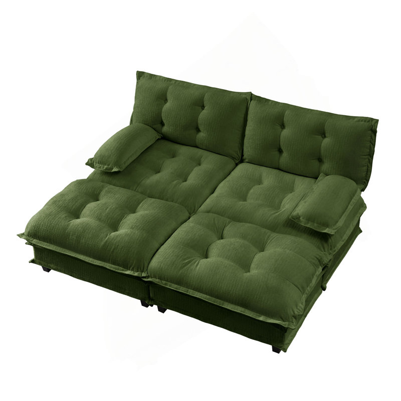 Canapé modulaire modulaire 77 po 77 po avec 2 repose-pieds, 2 sièges profonds en chenille avec coussin en treillis confortable, canapé-lit pour salon, chambre à coucher et appartement